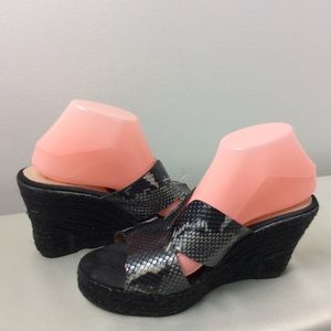 KANNA Snakeskin Cut-out Wedged Sandals Sz 40